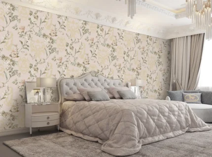 Cream Embossed Wallpaper – Flocked Roses (7803-1)